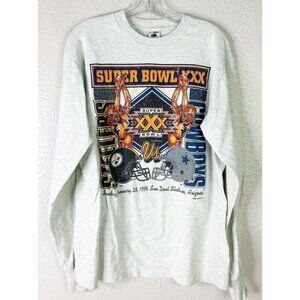 Vintage Large Super Bowl xXx Long Sleeve Tee T-shirt 1990s Steelers Cowboys EUC